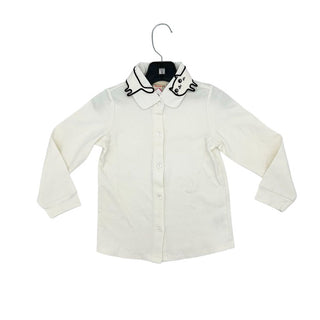 Momonittu white collared  button-up, 4 years