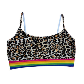 Malibu Sugar cheetah print bra top w/rainbow, o/s