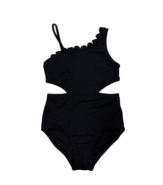 Art Class Black scalloped cut out one piece, new with tag, Small (6-7 years)