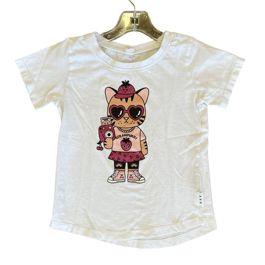 Hux white w/strawberry cat tshirt, 5 years