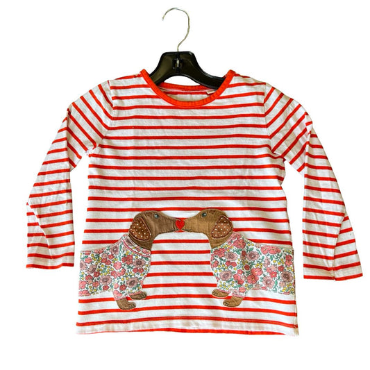 Mini Boden stripped dog tshirt, 5-6 years