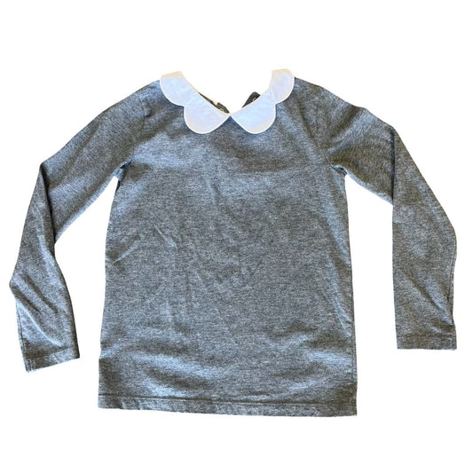 Jacadi grey w/scalloped collar long sleeve, 8 years