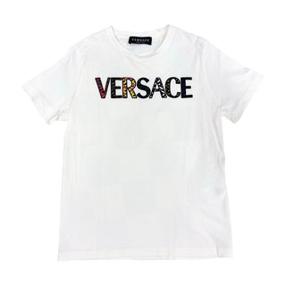 Versace White colour block logo tshirt, 8 years