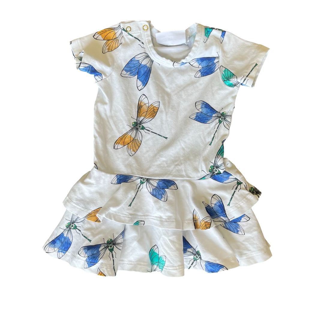 Mini Rodini white dragonfly dress, 6-9 months
