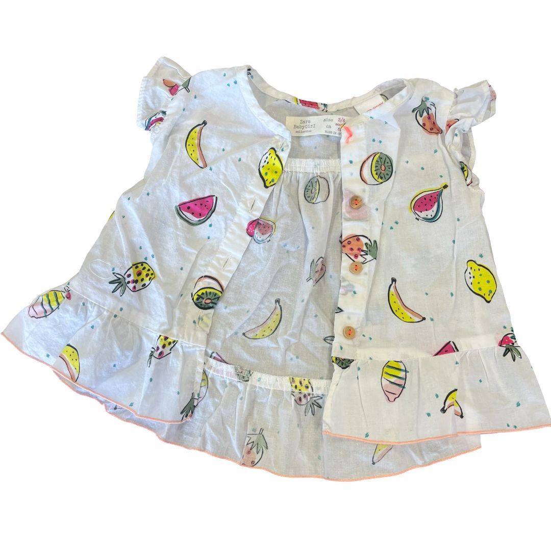 Zara fruit dress, 3-6 months