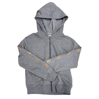 Golden Goose Grey full zip hoodie w/golds stars, 10 years