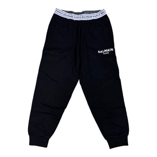 Balmain Black logo print track pants w/elasticated waistband, 10 years