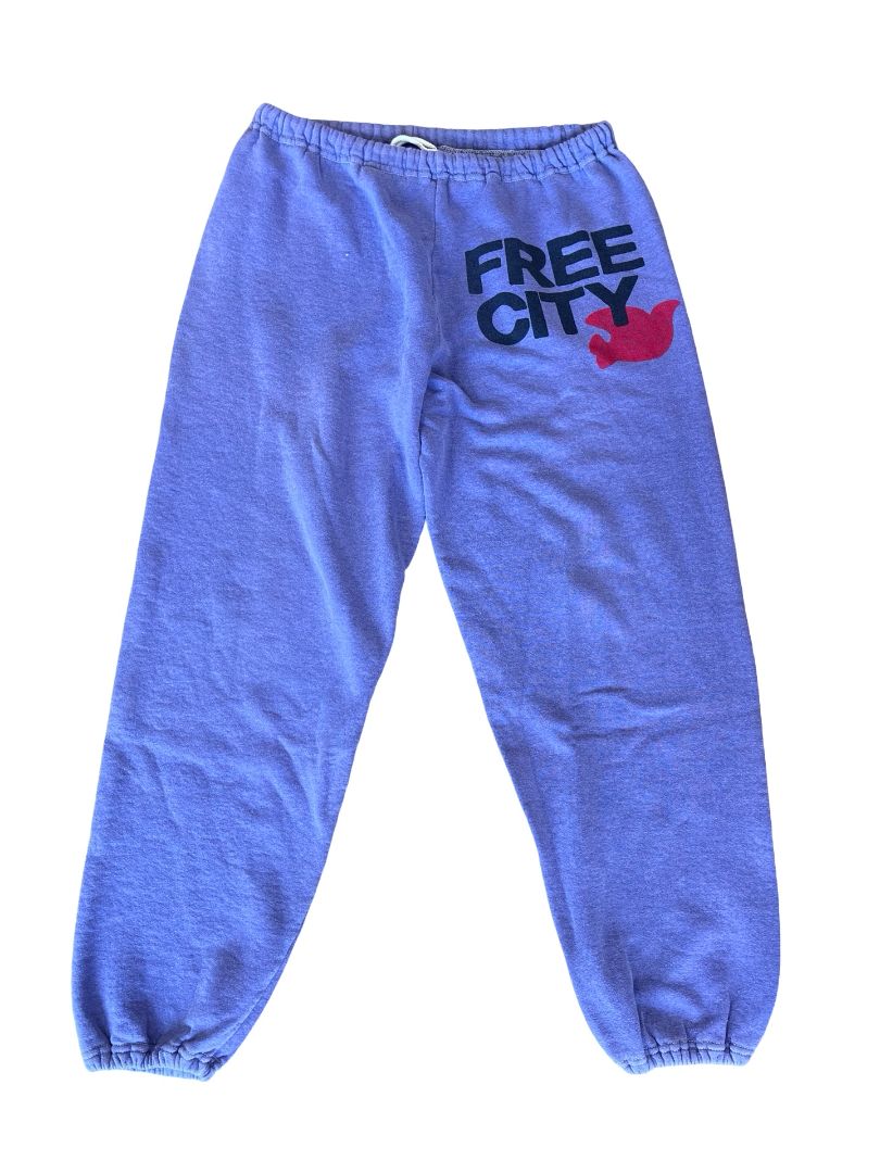 Free City purple sweat pants, womens large