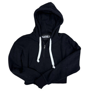 Katie J Black cropped full zip hoodie, Medium
