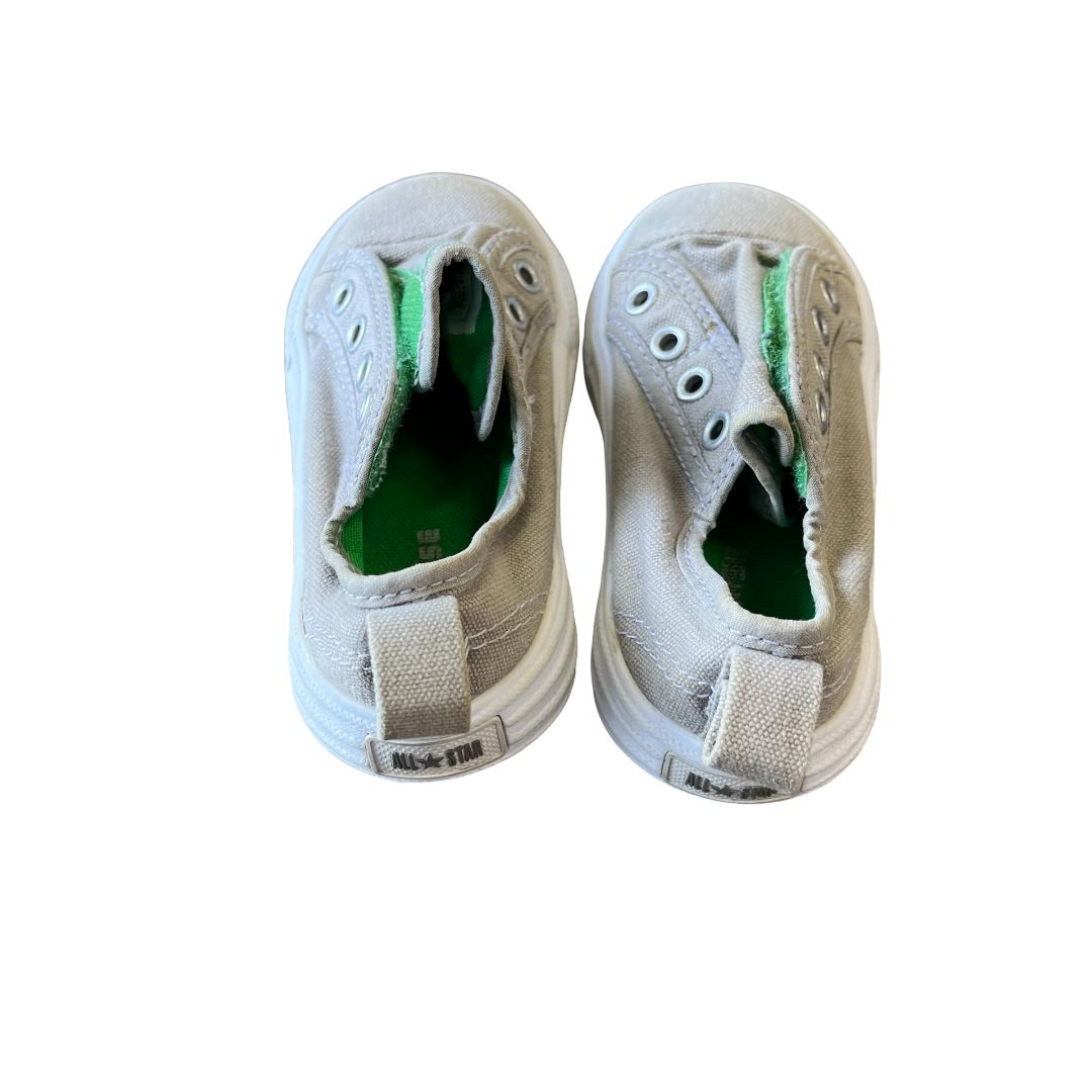 Converse All-Star grey/green slip ons, 7 little kid