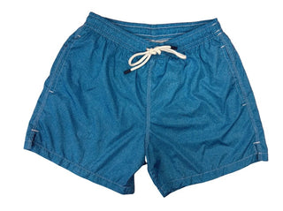 Fedeli Blue Grid Print Swim Trunks , Mens Small