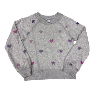 Splendid Grey crewneck w/embroidered hearts/stars, 7 years