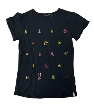 Nomo Black Tee with Ampersands and Trim, 13-14 years
