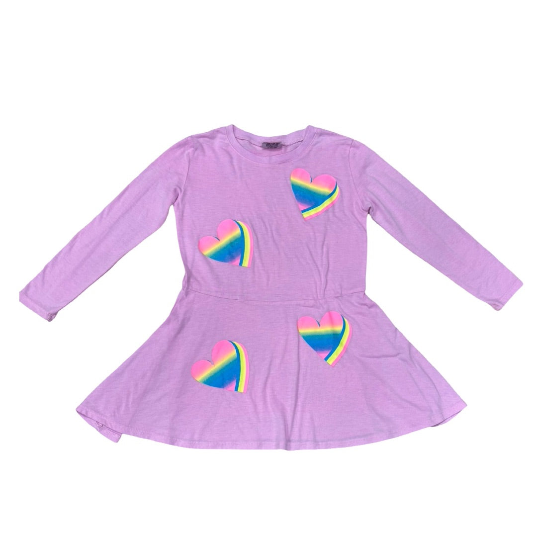 Firehouse Pink w/rainbow heart dress, 8-10 years (small)