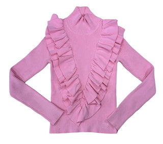 Twinset Ruffle Ribbed Pink Turtleneck Longsleeve, 10 years