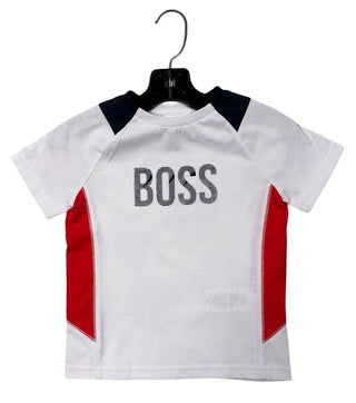 Hugo Boss White Boss Tee with Red and Navy , 4 years