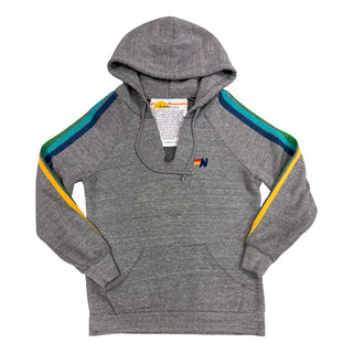 Aviator Nation Grey hoody w/stripes on sleeve, Women’s small