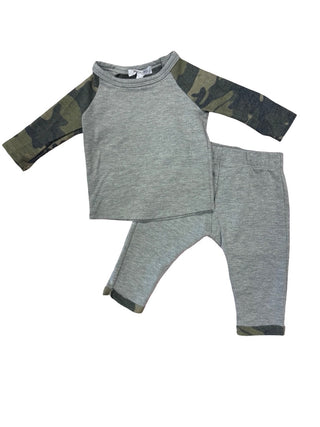 Joah Love Grey set with camo print, new with tag, 12 months