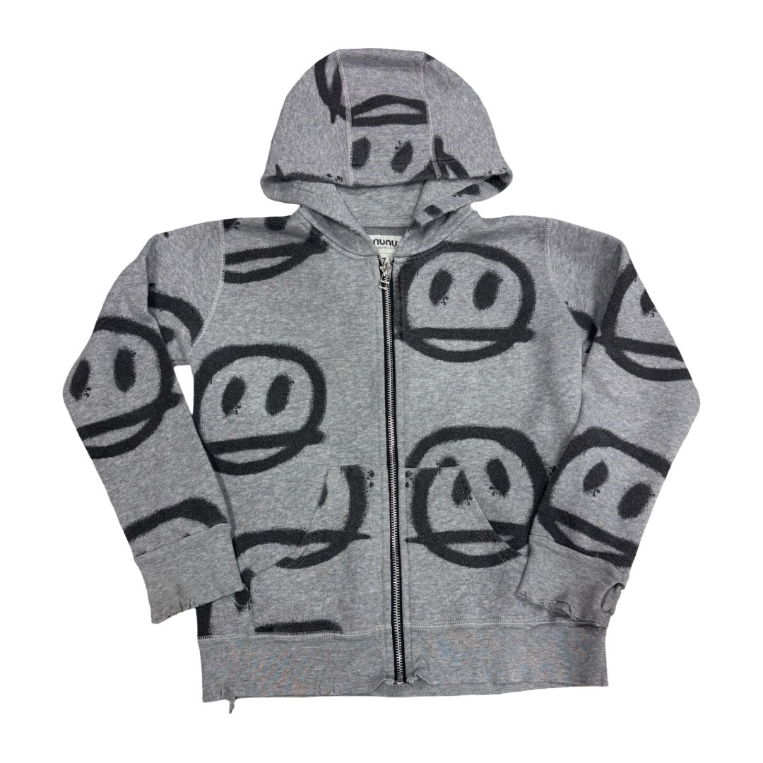 Nununu Grey sprayed smiles hoodie, 6-7 years