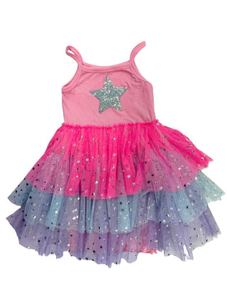 Petite Hailey pink dress with tulle skirt, 8 years