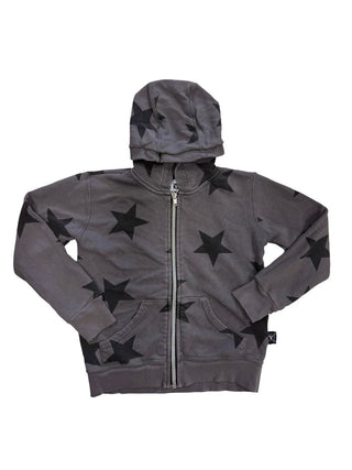 Nununu grey zip up with stars, 4-5 years