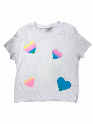 Firehouse white tee with hearts, medium