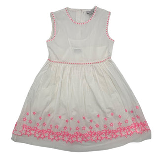 Stella McCartney White organic cotton embroidered dress w/pink stars, 10 years