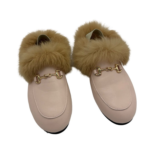Dreamers Pink slip on w/faux fur and horsebit degail, Euro 35 little kids