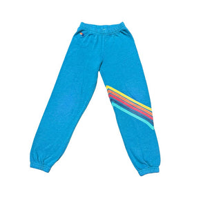 Aviator Nation Teal-Blue Sweatpants with Stripes, 8 years