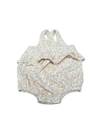 Quincy Mae Floral yellow romper, 3-6 months