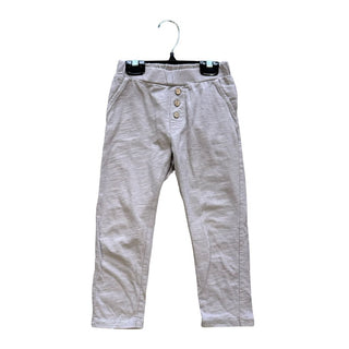 Rylee + Cru Grey Elastic Waist Pants with Woodlike Buttons, 4-5 years
