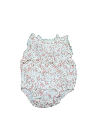 Noralee Pink floral and lace romper, 6 months