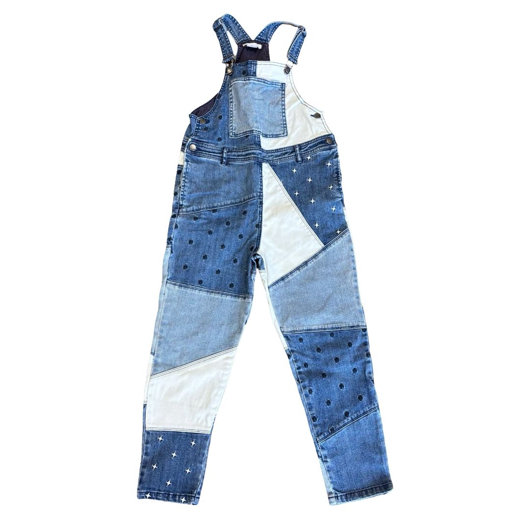 Stella McCartney blue denim patch work overalls, 10 years