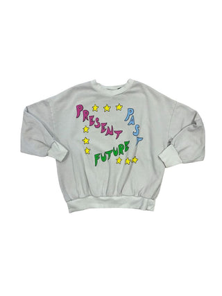 Mini Rodini Grey Sweatshirt with Past Present Future Graphic, 7-9 years