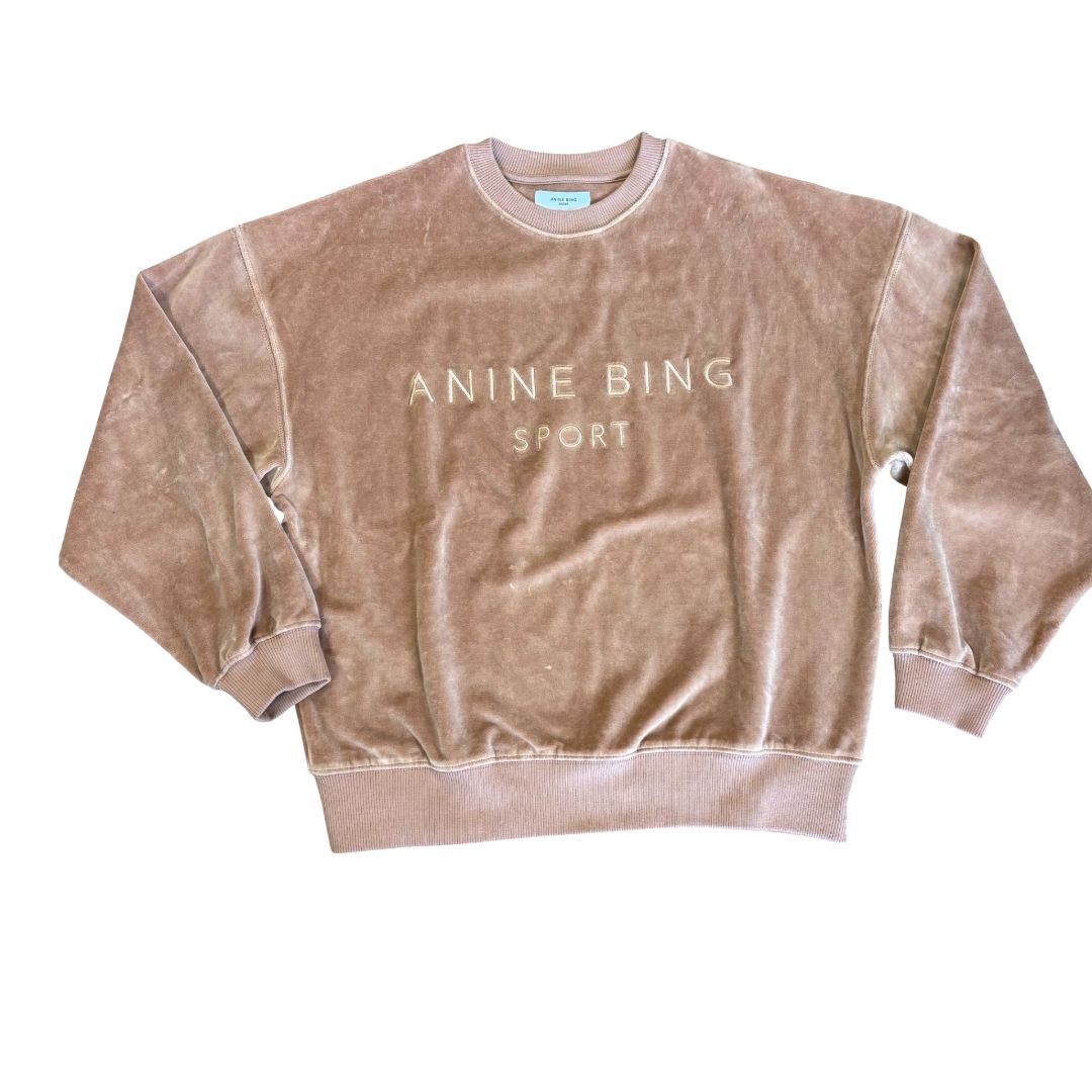 Anine Bing brown velour sweatshirt, womens large