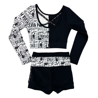 Sylvia P black/white long sleeve/short set, 8 years