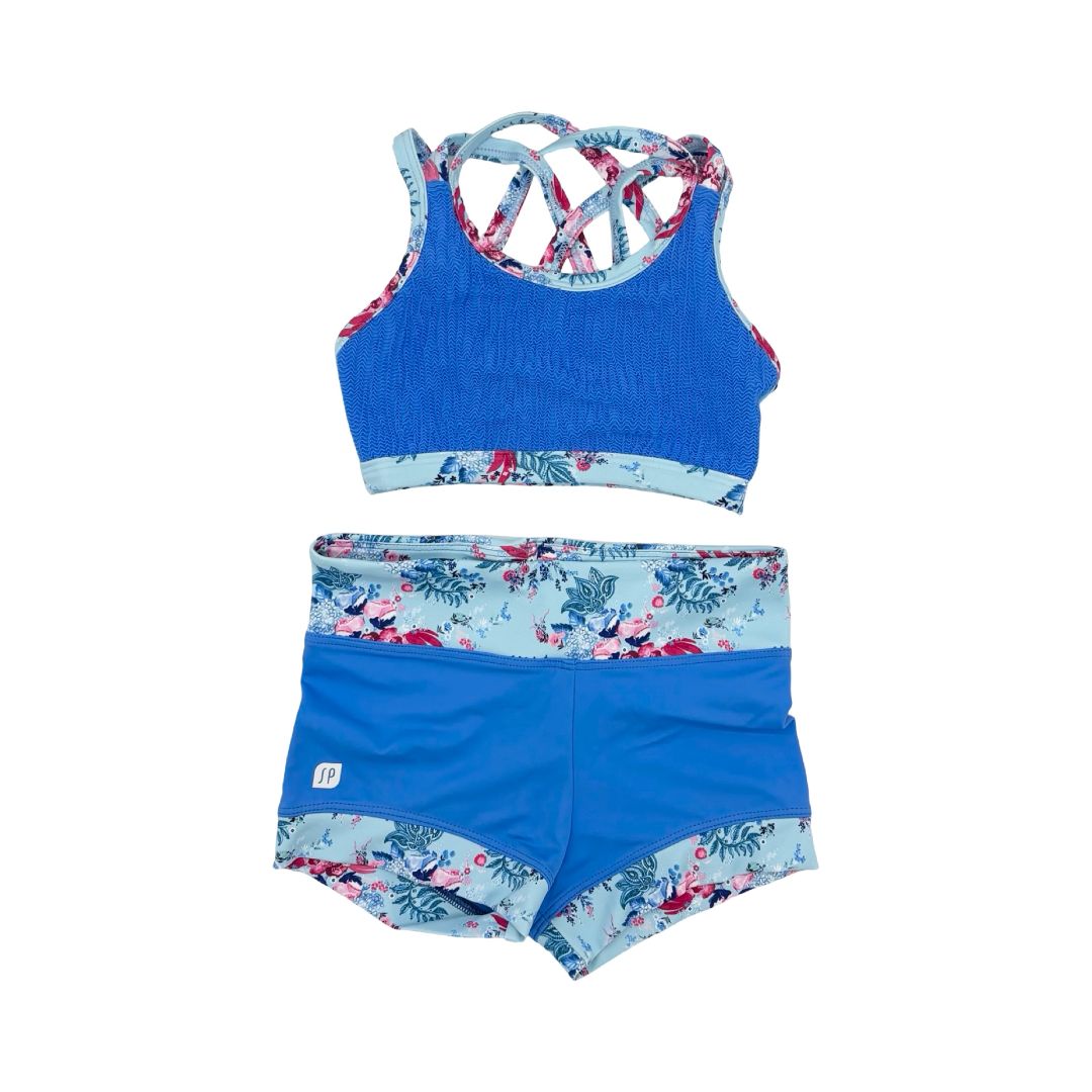 Sylvia P blue floral tank/short set, 8 years