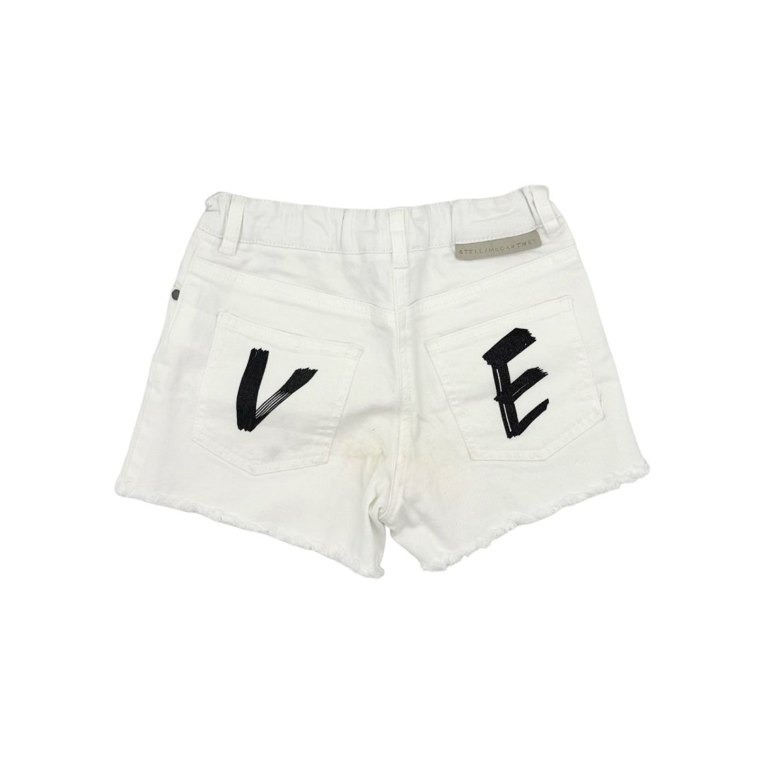 Stella McCartney white LOVE denim shorts, 8 years