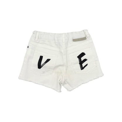 Stella McCartney white LOVE denim shorts, 8 years