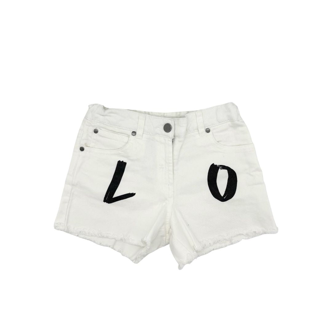 Stella McCartney white LOVE denim shorts, 8 years