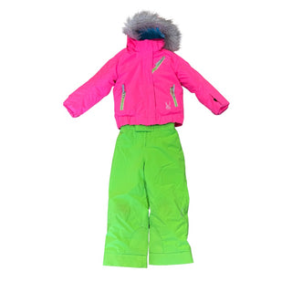 Spyder Green Bibbed Snowpants with Hot Pink Ski Jacket, 5 years