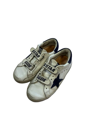 Golden Goose White Velcro Shoes with Navy Star, 28 EU