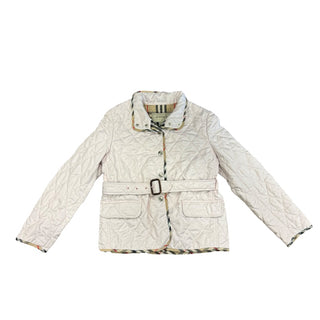Burberry Pink Snap Button Jacket with Plaid Interior and Belt, 10 years