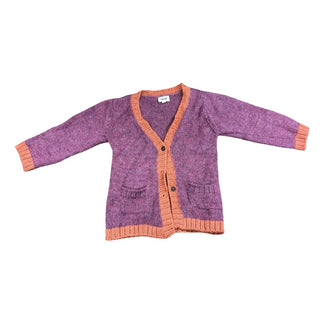 Oeuf Purple and Orange Knit Cardigan with Buttons, 2 years