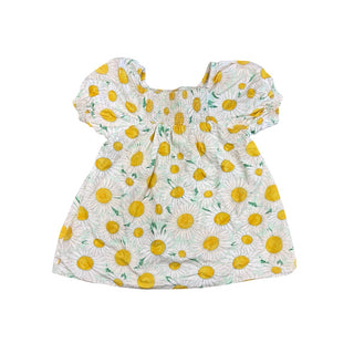 Zara White Scrunch Sleeve Dress with Yellow Flowers, 18-24 months