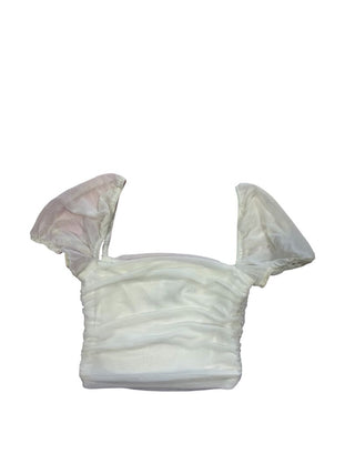 Princess Polly white sheer shoulder cropped tshirt, US 0