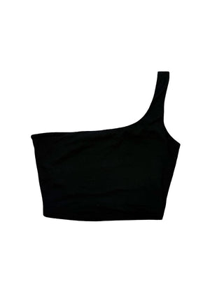 M Boutique black asymmetrical strap tank top, small