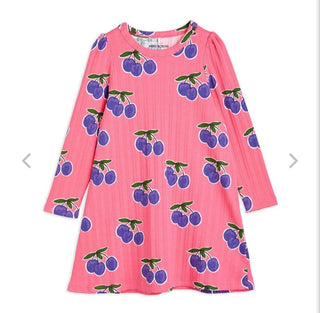 Mini Rodini plum ribbed long sleeve dress, 7-9 years