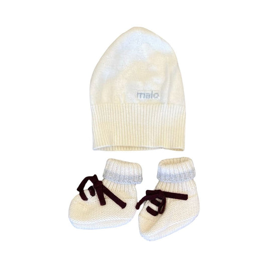 Malo cashmere hat & booties, 0-3 months