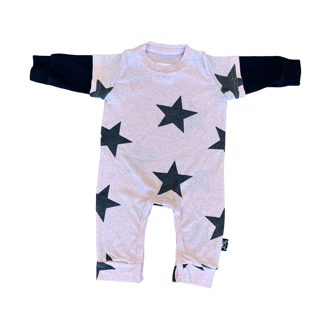 Nununu pink star playsuite, 0-6 months